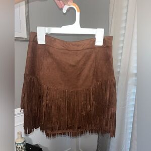 Sincerely Jules Suede Fringe Women's Skirt